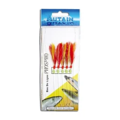 Bas De Ligne Autain 5 Hamecons Rouge / Jaune