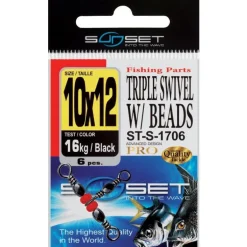 Emerillon Rotatif Mer Sunset Triple Swivel W / Beads St-S-1706 - Pack