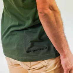 Tee Shirt Pêche Personnalisable Sur Vos Traces - Kaki