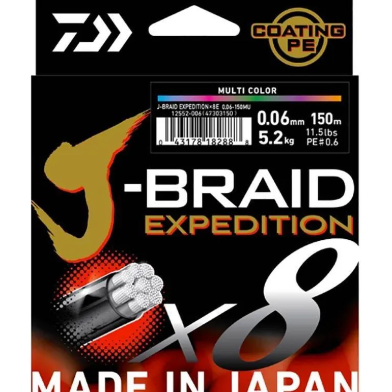 Tresse Daiwa J-Braid Expedition X8 Multicolore - 300M